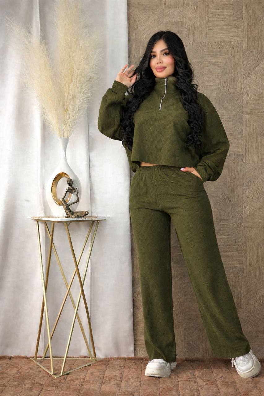 Conjunto Feminino Tricot Canelado Premium com Zíper – Elegância e Conforto